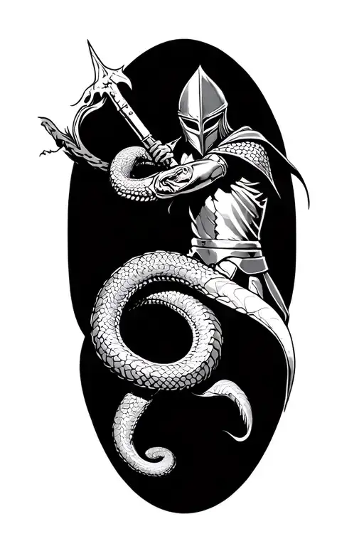 A Knight Killing A Snake