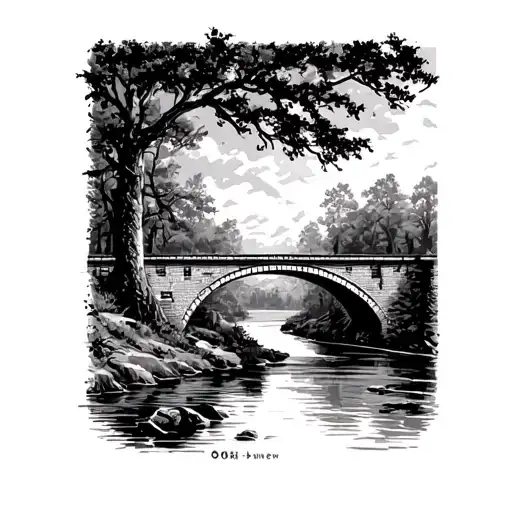 Brick Background With Sky Bridge Woods River