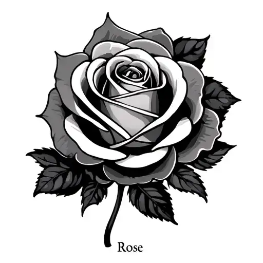 A Rose Wirh The Name Rose In The Middle