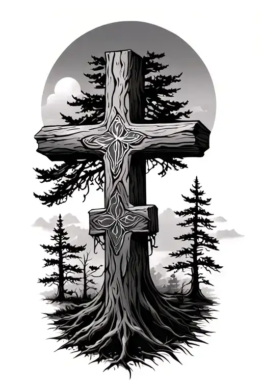 Crosses With Trees And Outdoor