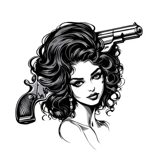 Shadow Lady With Hair Blow Gun
