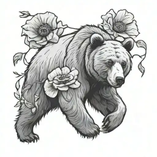 Bear And Poppy Flower