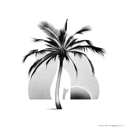 Palm Tree With A Dark Urban Background