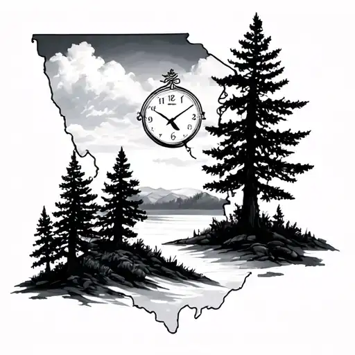 Georgia Pines With Clock