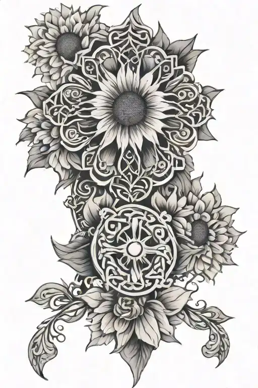 Sunflower Carnation Lace Celtic Cross