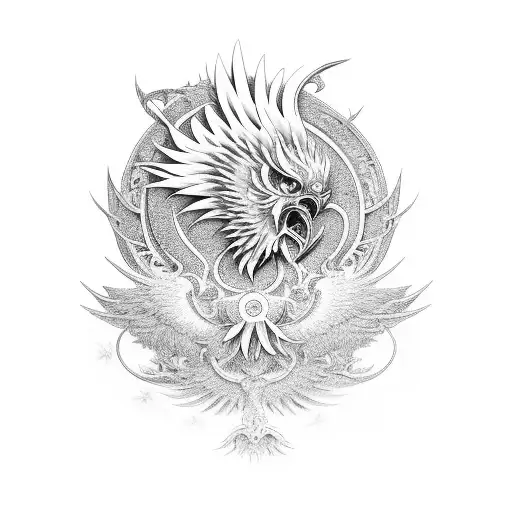 A Stylized Japanese Fan With A Majestic Phoenix Design