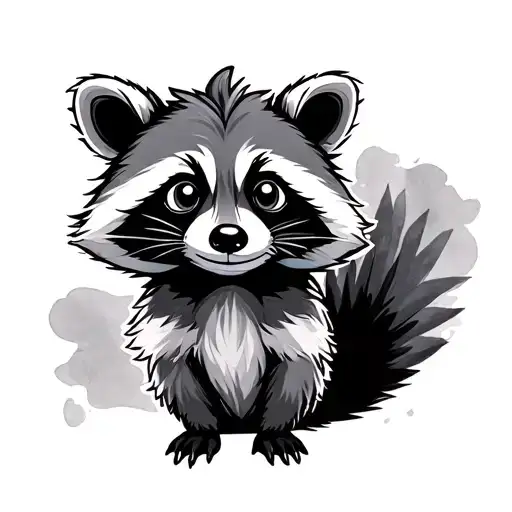 Cartoon Racoon With Watercolour Background