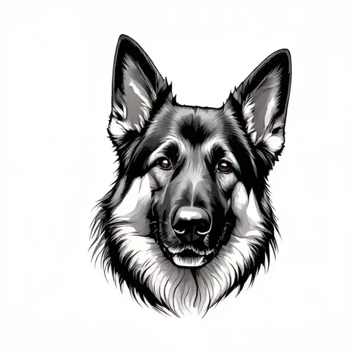 German Shepherd Ears Flopped Line Art