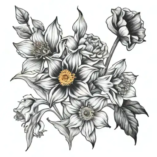 Daffodil And Poppy And Daisy