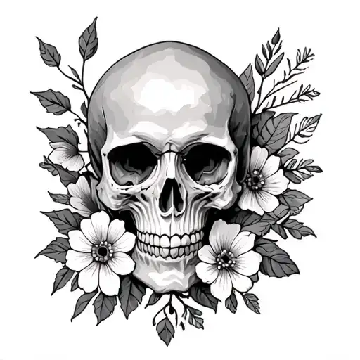 Skull And Flowers Inspired By River Of Sorrows By Paleface Swiss