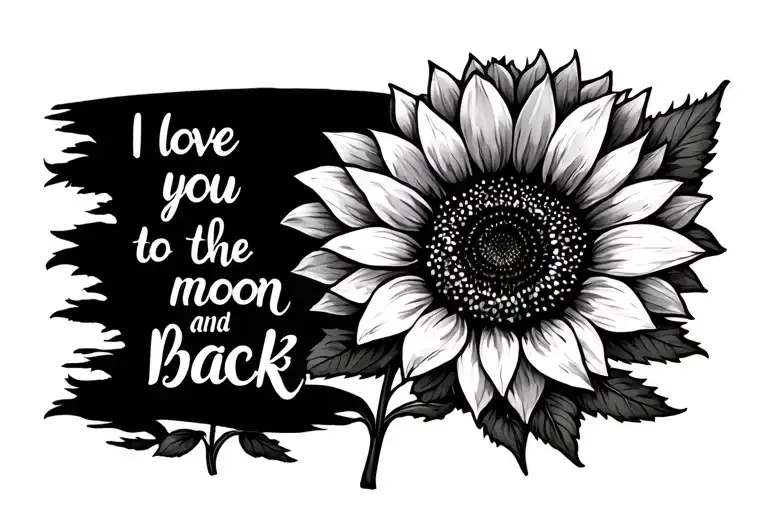 Sunflower And December Birth Flower With I Love You To The Moon And Back