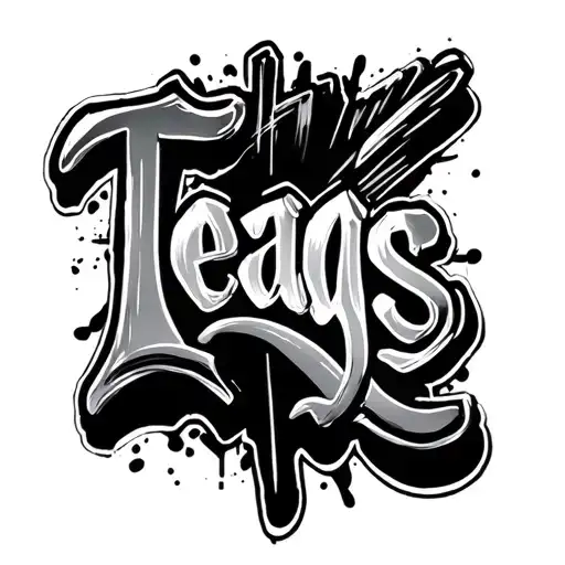 The Name Teags In Graffiti Letters With A Masculine Background Behind It