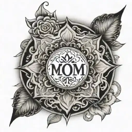 A Beautiful Mandala Incorporating The Word 'Mom' In The Center