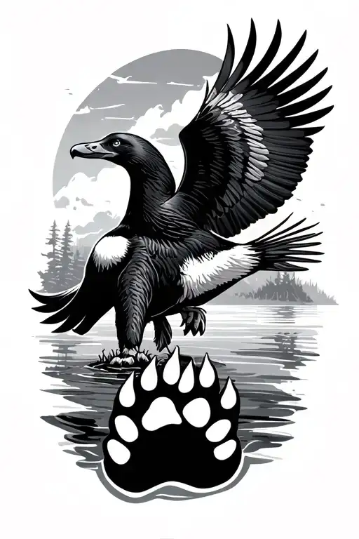 Dog Paw Print Soaring Eagle Loon