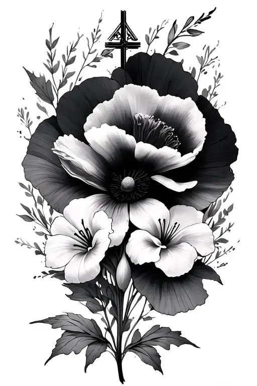 Cross With Poppy's And Lilly's