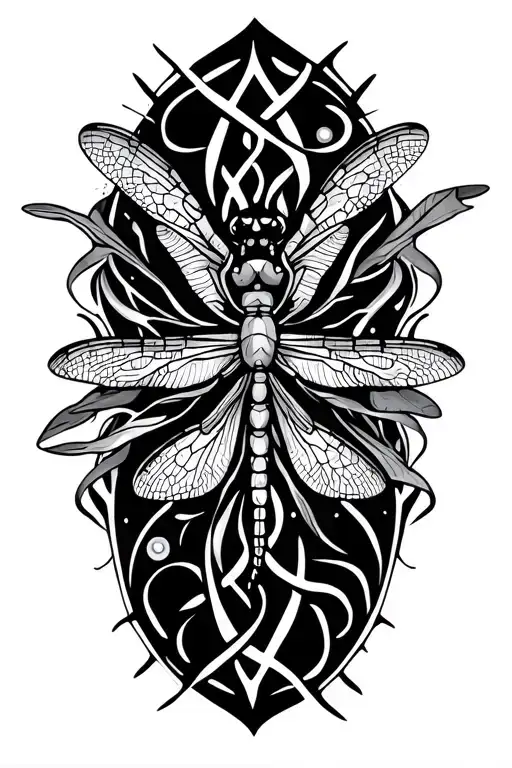 Dragonfly With Keltic Design Incorporating Elements