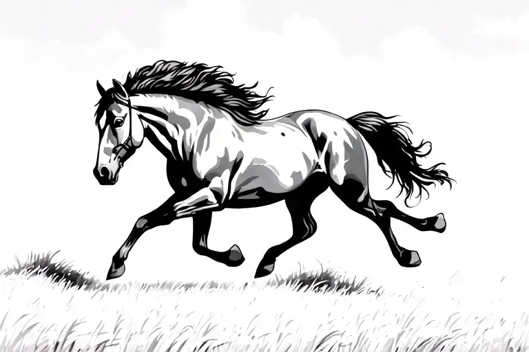 A Horse Gallops In An Open Field