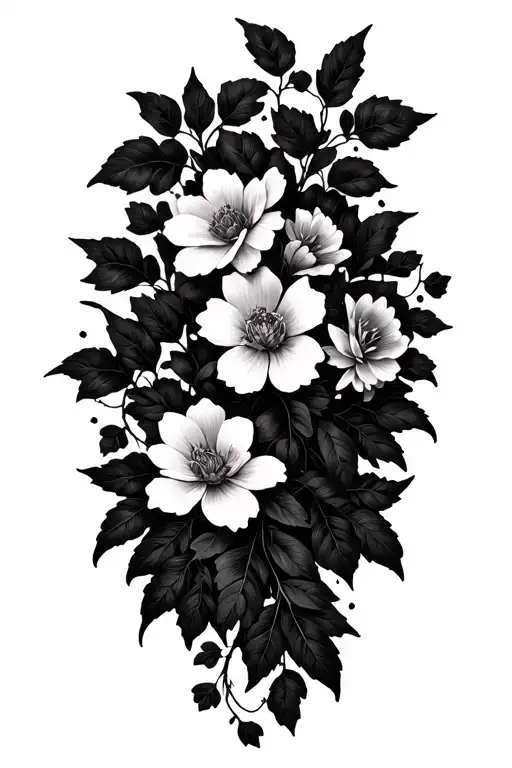 Intertwining Vines And Flowers With Sharp Edges And Blank Space In Between