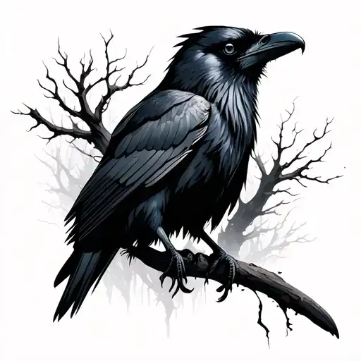 Raven And Dark Forest