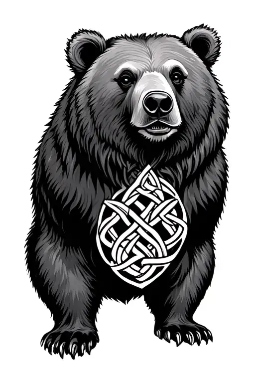 Irish Celtic Bear With Knotwork