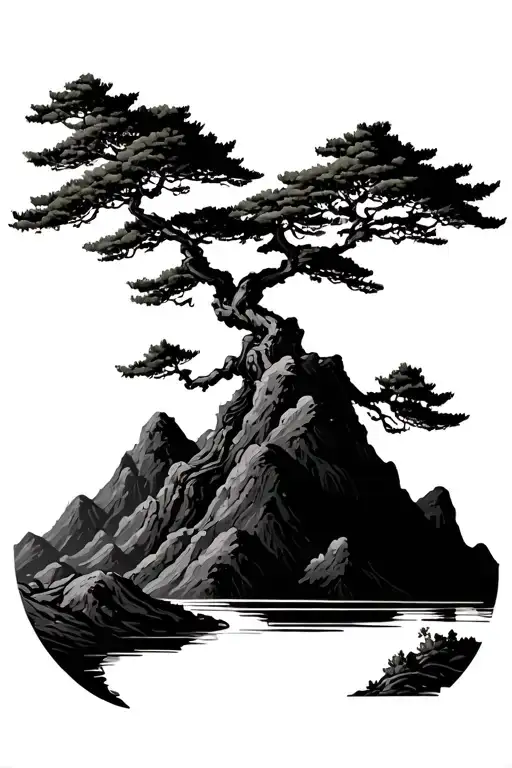 Bonsai Tree In Mountains