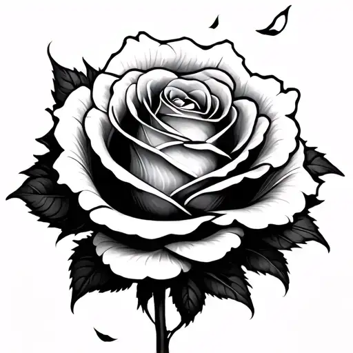 A Thin Rose Whose Petals Are Flying Away