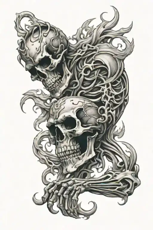 Western Skeletons Flames Left Arm Sleeve