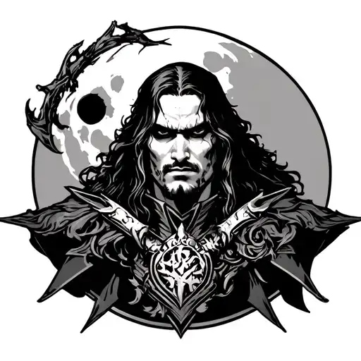 Castlevania Moon Logo With Alucard
