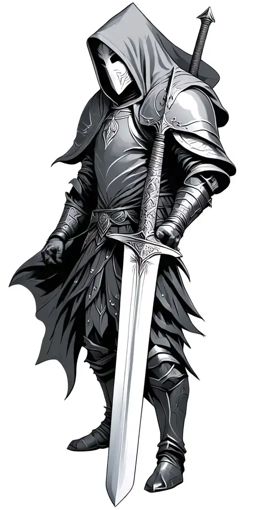 Masked Hooded Knight With Sword