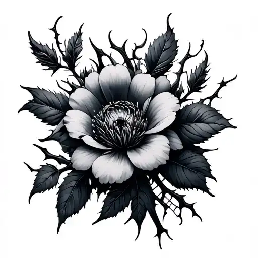 Dark Flowers With Thorns Ans Spiderwebs