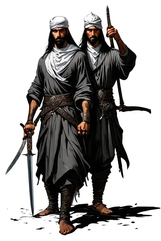 Two Arab Warriors With Sword