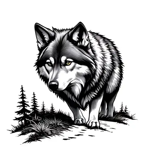 Woods Path Leading Wolf