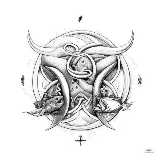 Taurus Protecting Pisces With Flowing Water