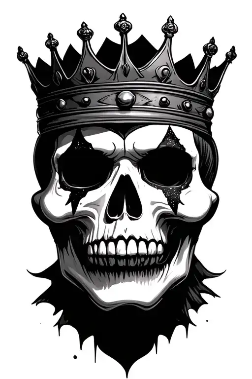 Skull With Clown Makeup On Wearing A Crown Crooked