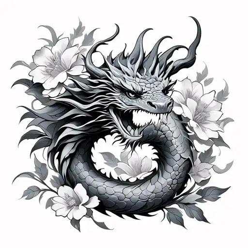 Dragon With Flowers Arm