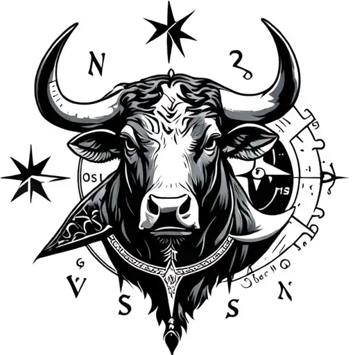 Bull With Compass And Moon