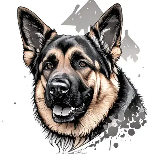 German Shephard Protecting His Family