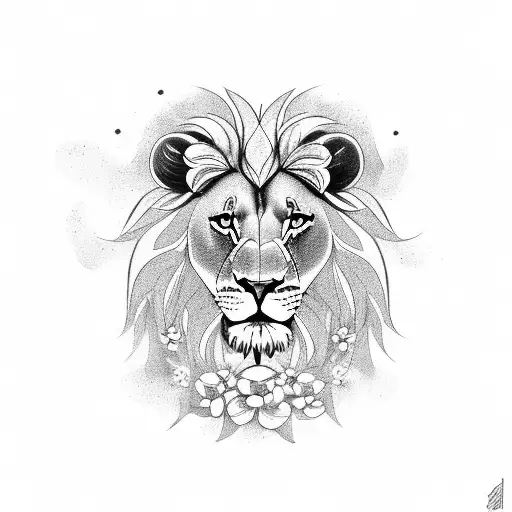 Feminine Lion With Flowers