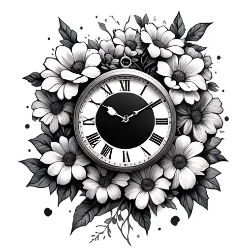 Clock W Flowers