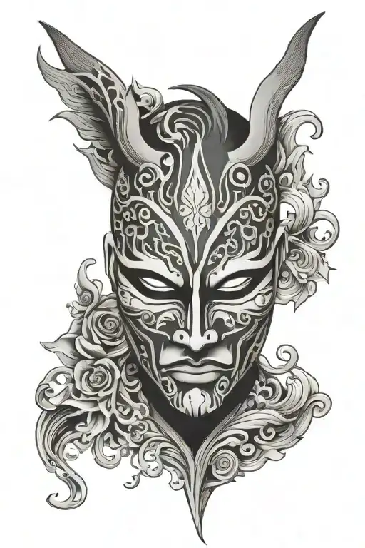 Hanya Mask With One Eye Scar