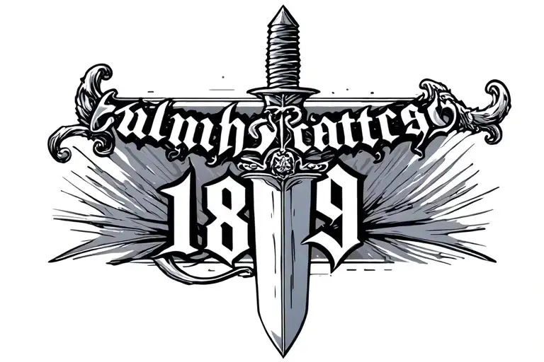 Horizontal Dagger With 1899 Written Above It