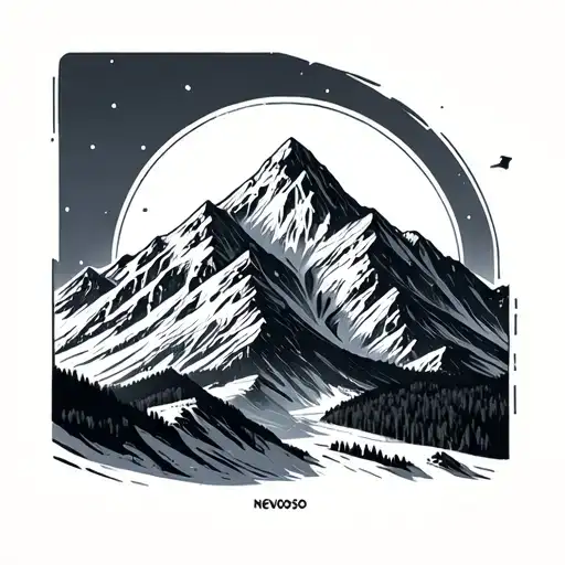 Word 'Nevoso' Elegant Mountain Outline