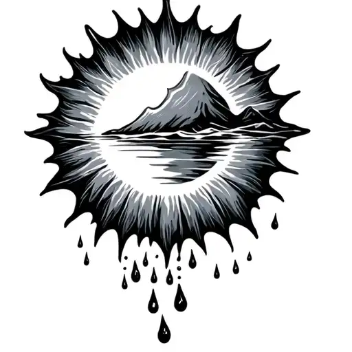 A Rising Sun Melting Into Rain Drops