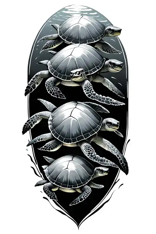 5 Turtles Swimming Gracefully