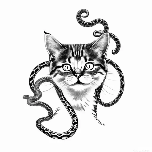 Cat With Medusa's Snake