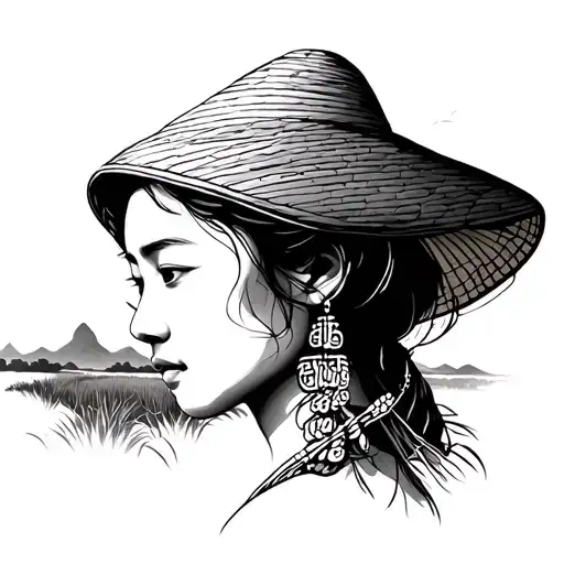 Vietnam Rice Field Mountain Woman