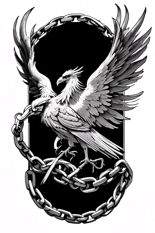 Combination Of A Chain Around Forearm And A Phoenix