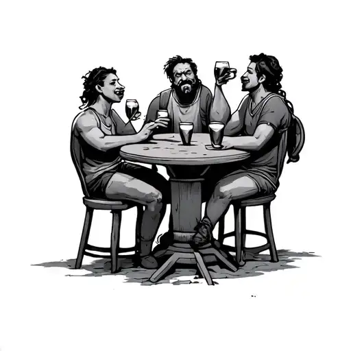 Old Mong Drinking 3 Friends In Table Mountain Peak Surrounded