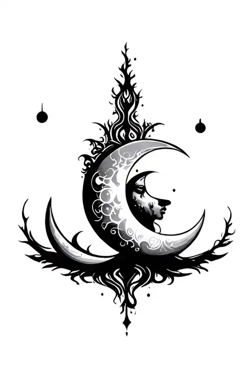 Triple Moon Ornate Design