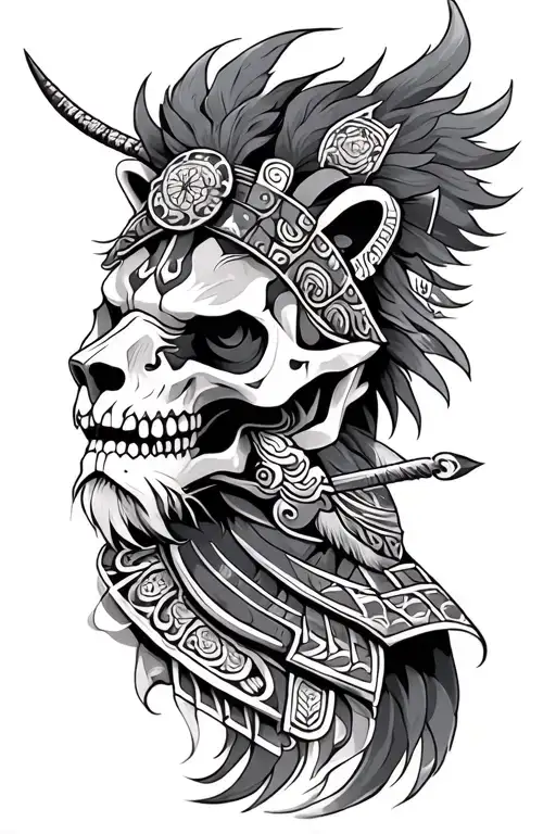 Skull Lion And Samurai Warrior Hmong